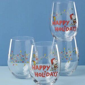 Lenox Snoopy Christmas Glass Tumblers, Set of 4, Assorted